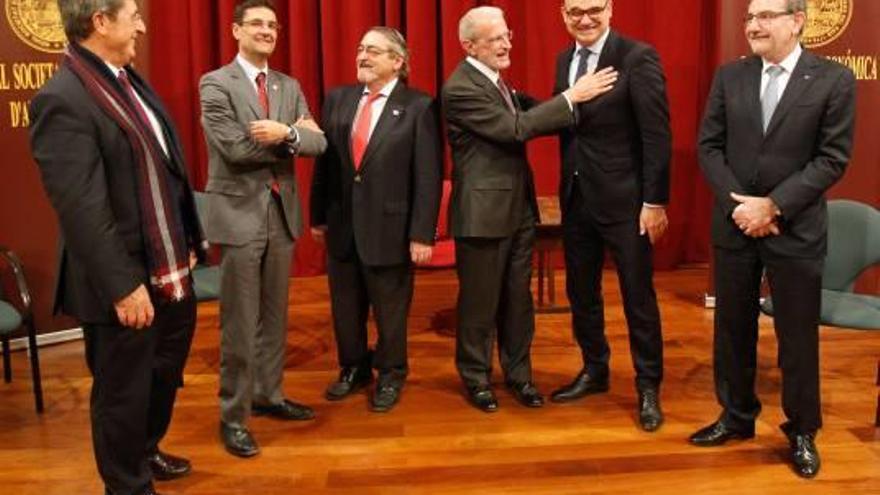 Pastor (UMH), Mora (UPV), Cebolla (director de la Rseapv), Morcillo (UV), Palomar (UA) y Climent (UJI).