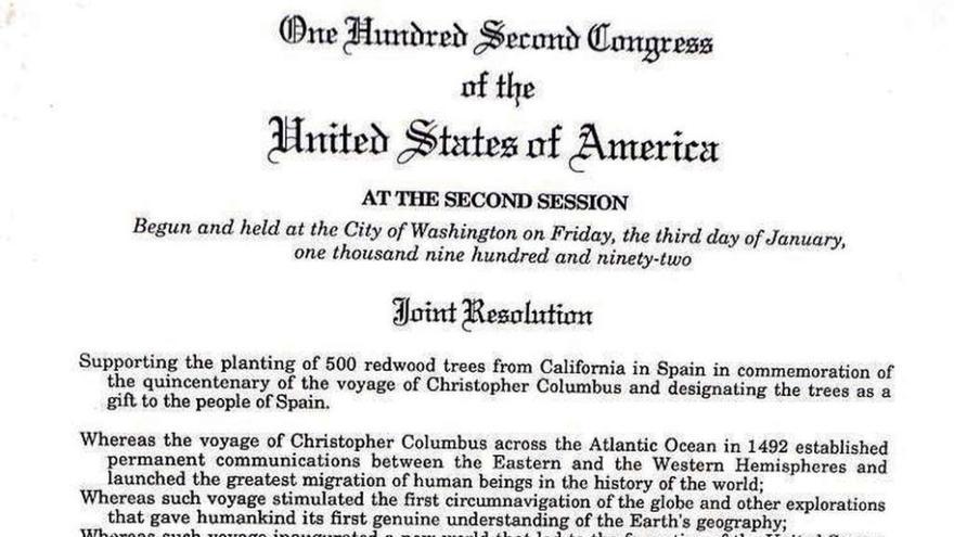 Resolución do Congreso, con la firma de George Bush. // R.Vázquez