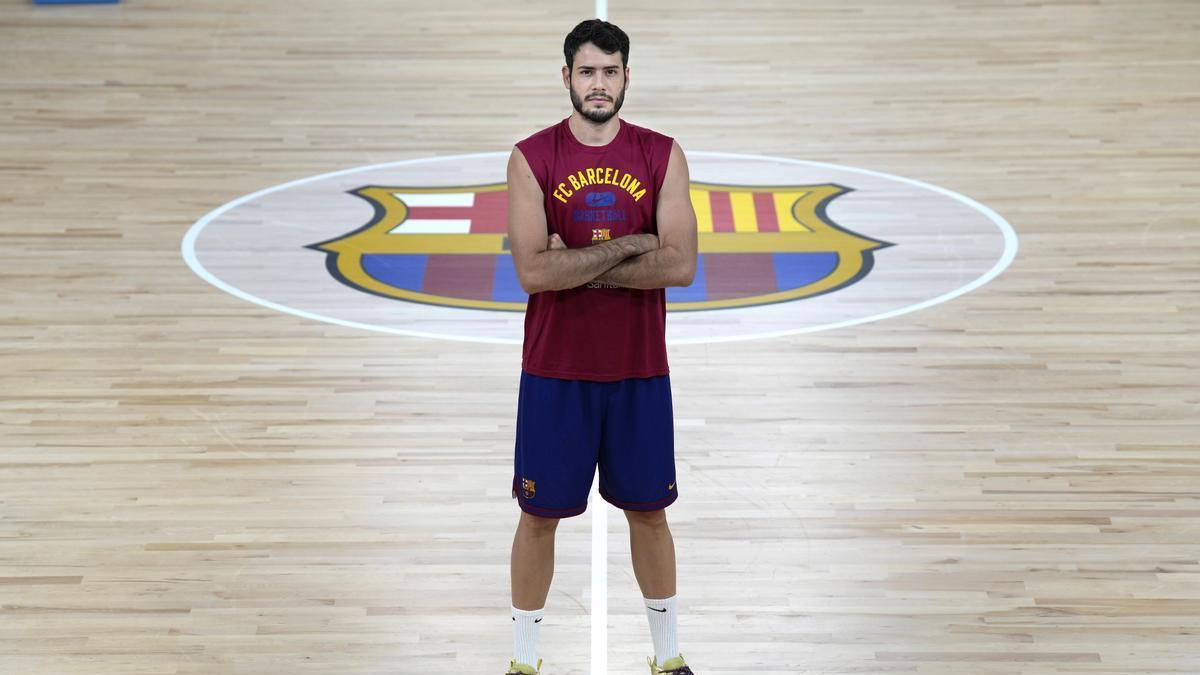 Álex Abrines, antes del entrenamiento del Barça en el Palau Blaugrana