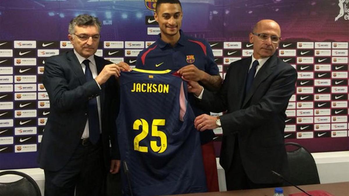 Jackson, en su presentación como jugador del FC Barcelona