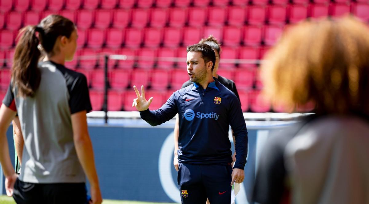 Las imágenes del entrenamiento oficial del Barça en el estadio de la final de la UWCL