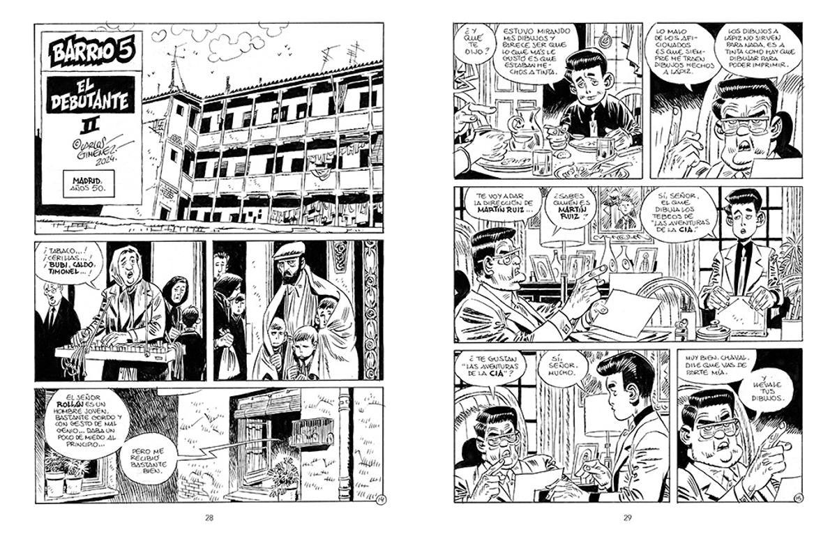 Dos páginas de 'El debutante'.