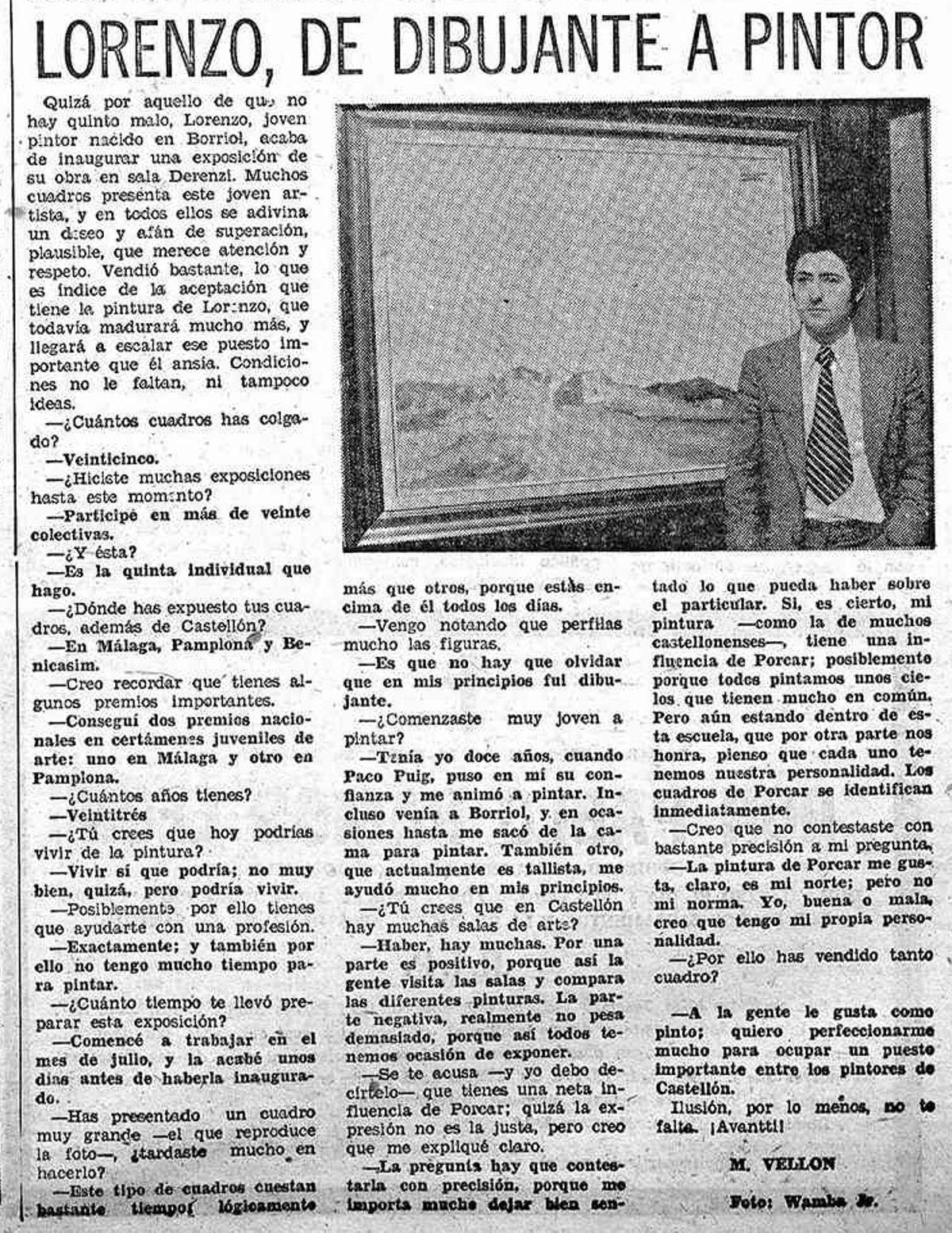 Lorenzo Ramírezexpone en Derenzi.