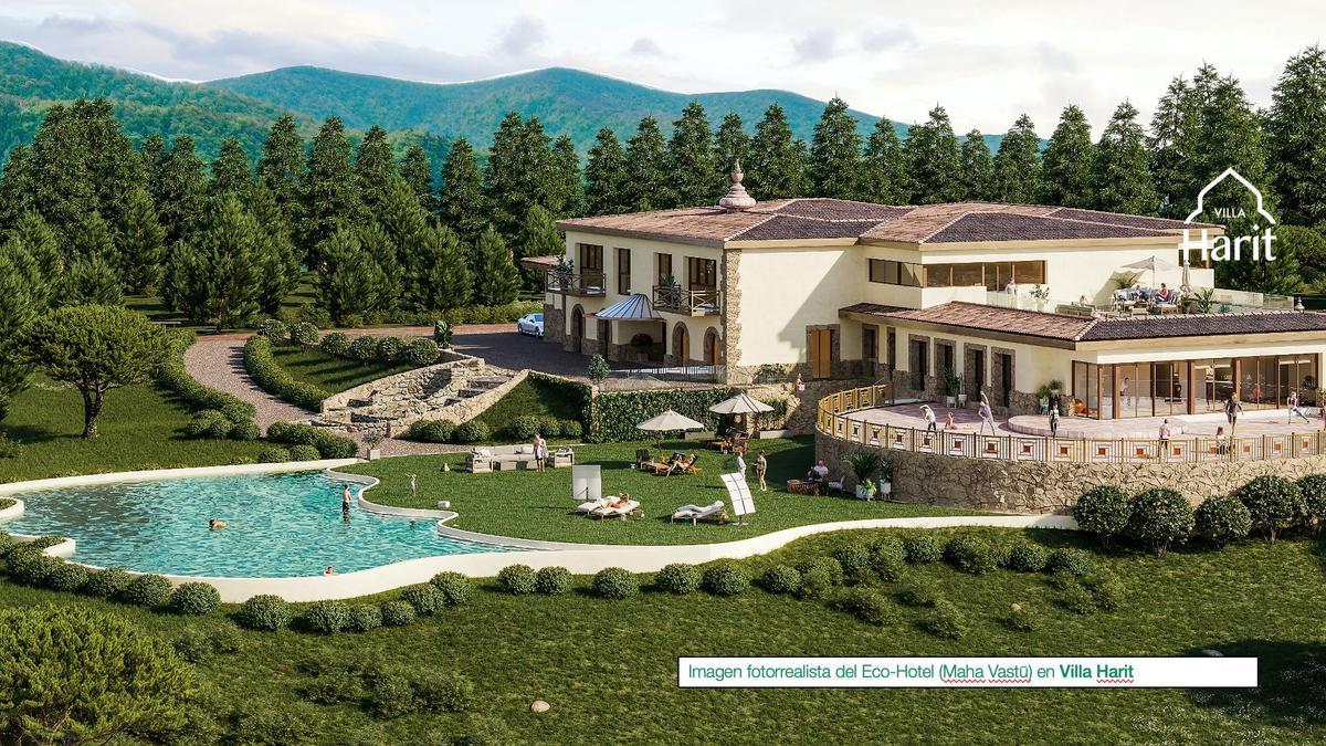 Recreación de uno de los edificios principales del futuro complejo Villa Harit, que proyectan construir en Cabanes.