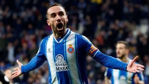 Darder celebra el gol que le marcó al Celta en la Copa, era el 2-1 del Espanyol.