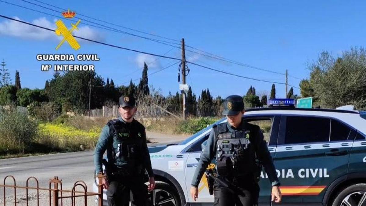 Agentes de la Guardia Civil durante una actuación en Llucmajor.