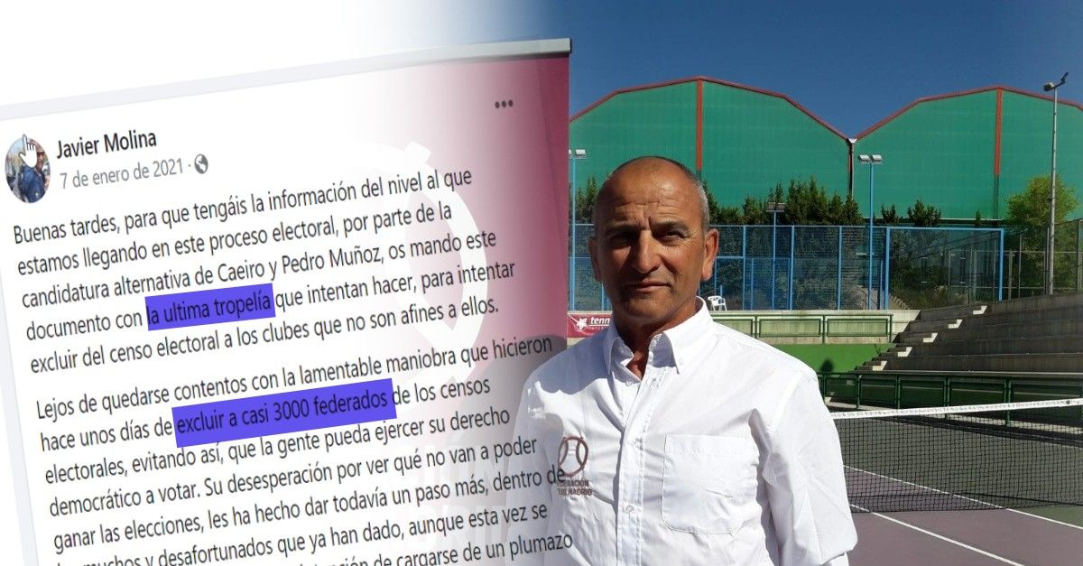 Javier Molina, el cargo de la FTM imputado, junto al escrito que divulgó en su Facebook.