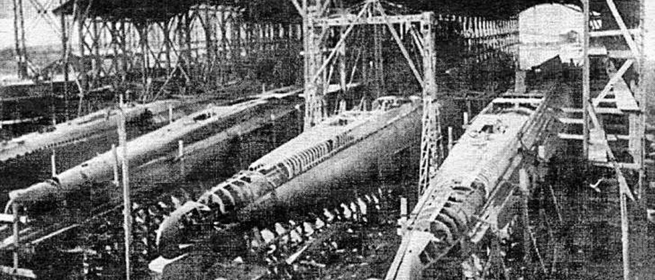 El submarino durante el proceso de construcción.