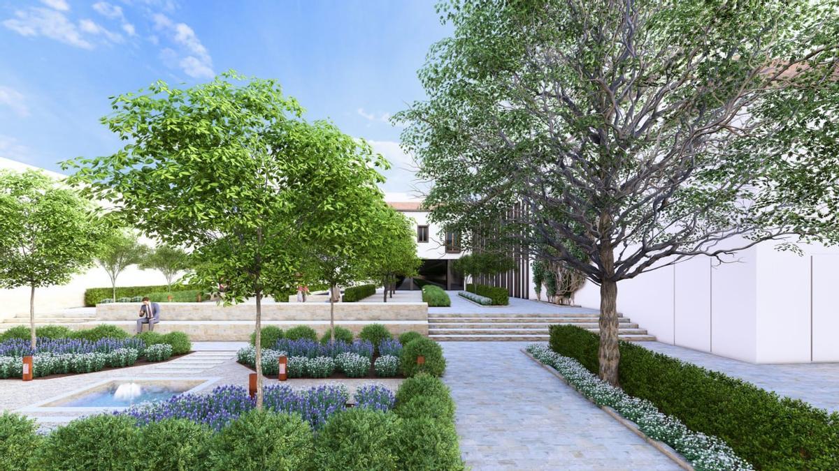 Recreación de cómo queda la futura plaza en la zona donde se coloca la terraza del bar Amapola.