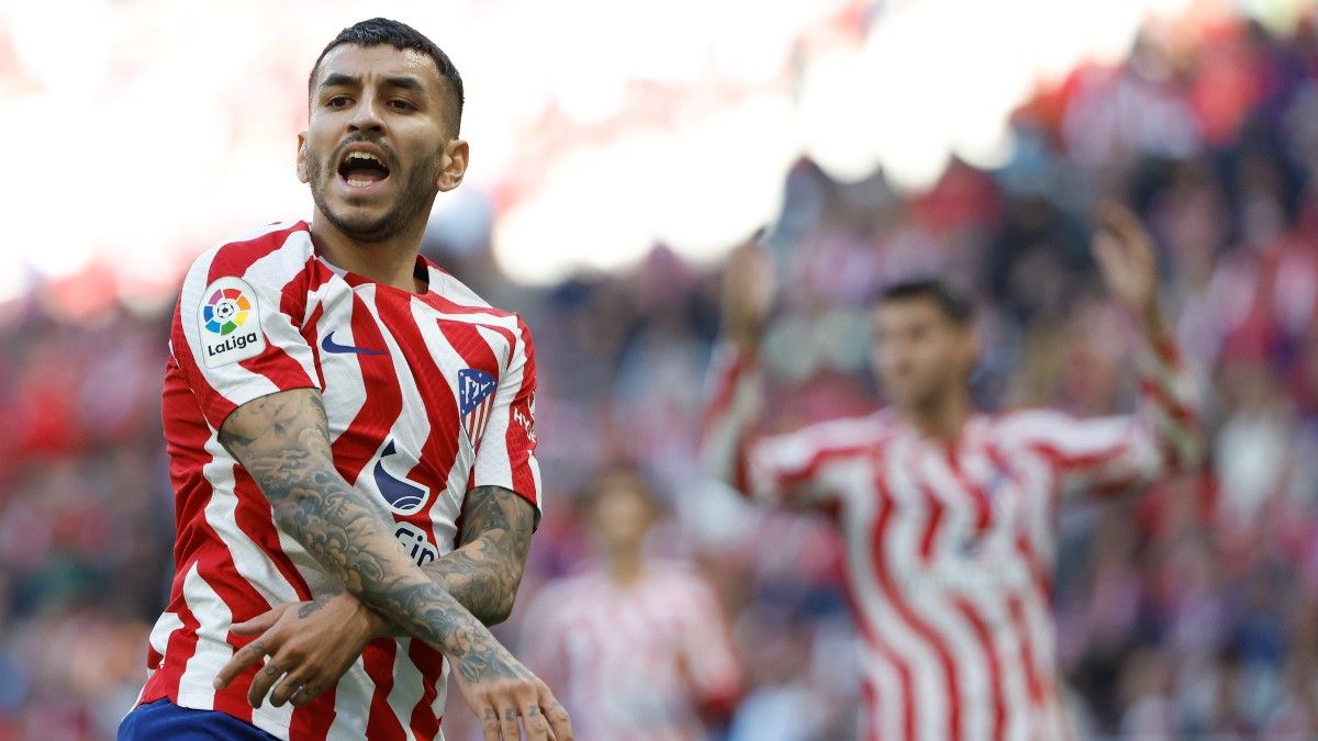 El delantero argentino del Atlético de Madrid Ángel Correa durante el partido entre Atlético de Madrid y RCD Espanyol