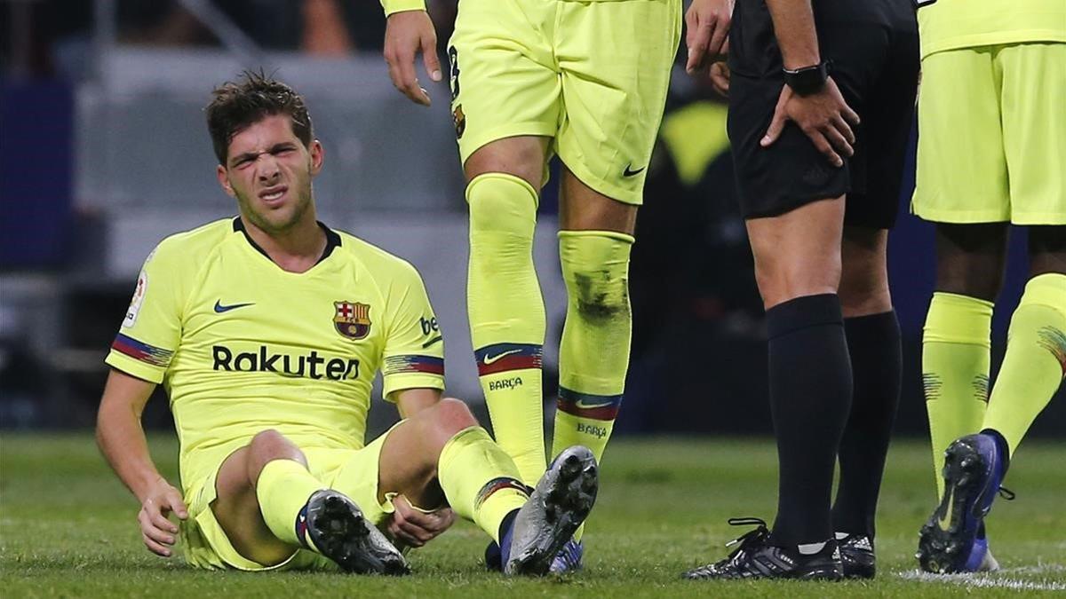 Sergi Roberto se lamenta de la lesión que sufrió en el Metropolitano.