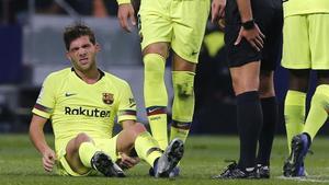 Sergi Roberto se lamenta de la lesión que sufrió en el Metropolitano.