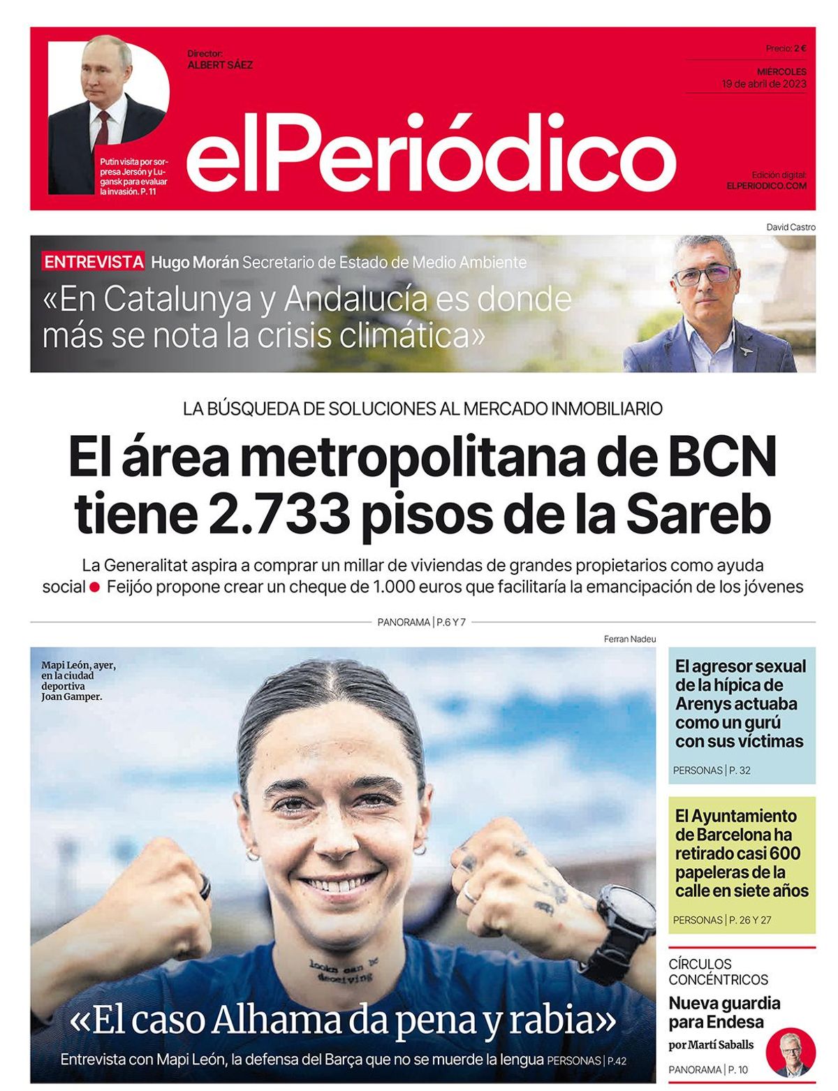 La portada de EL PERIÓDICO del 19 de abril de 2023 El Periódico