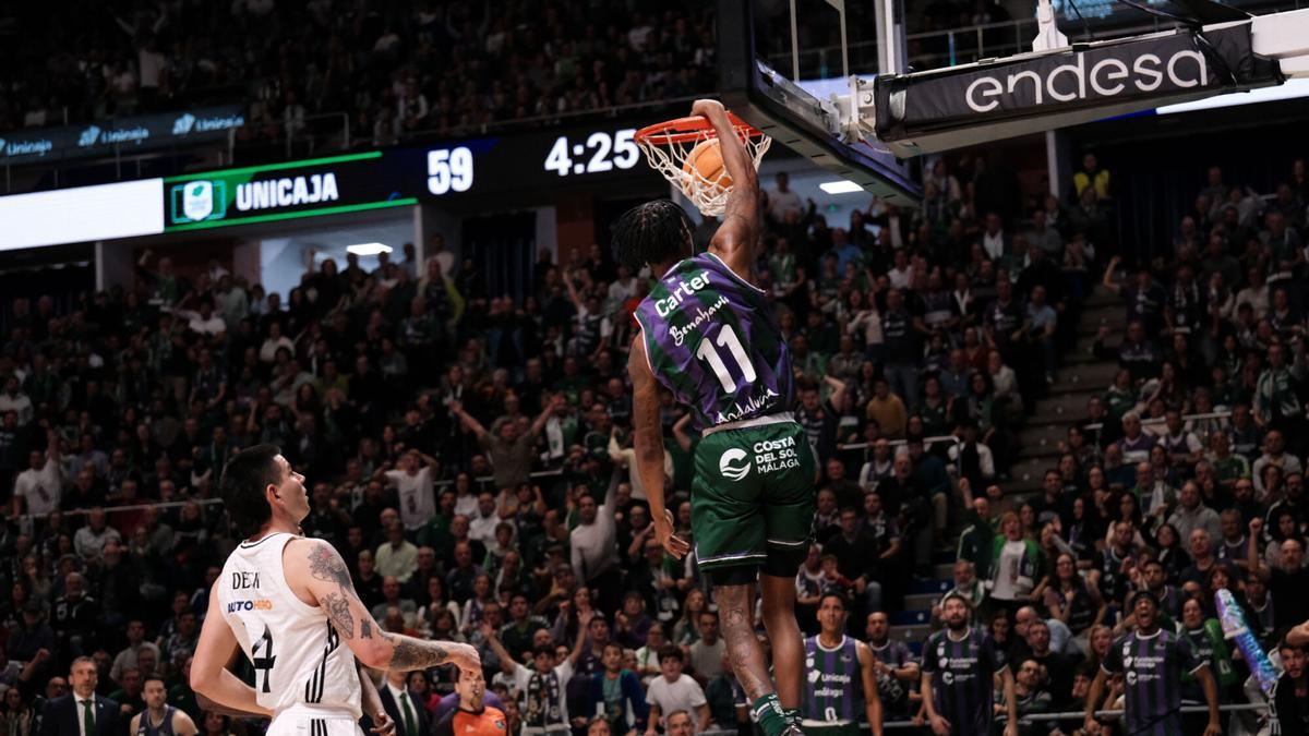 Tyson Carter lideró al Unicaja en anotación y valoración.