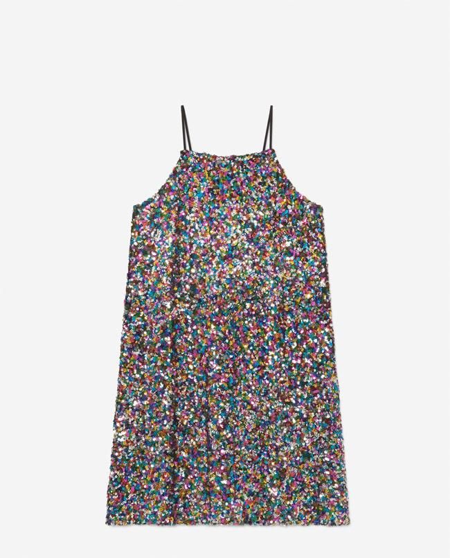 Vestido de lentejuelas de colores, de Lefties