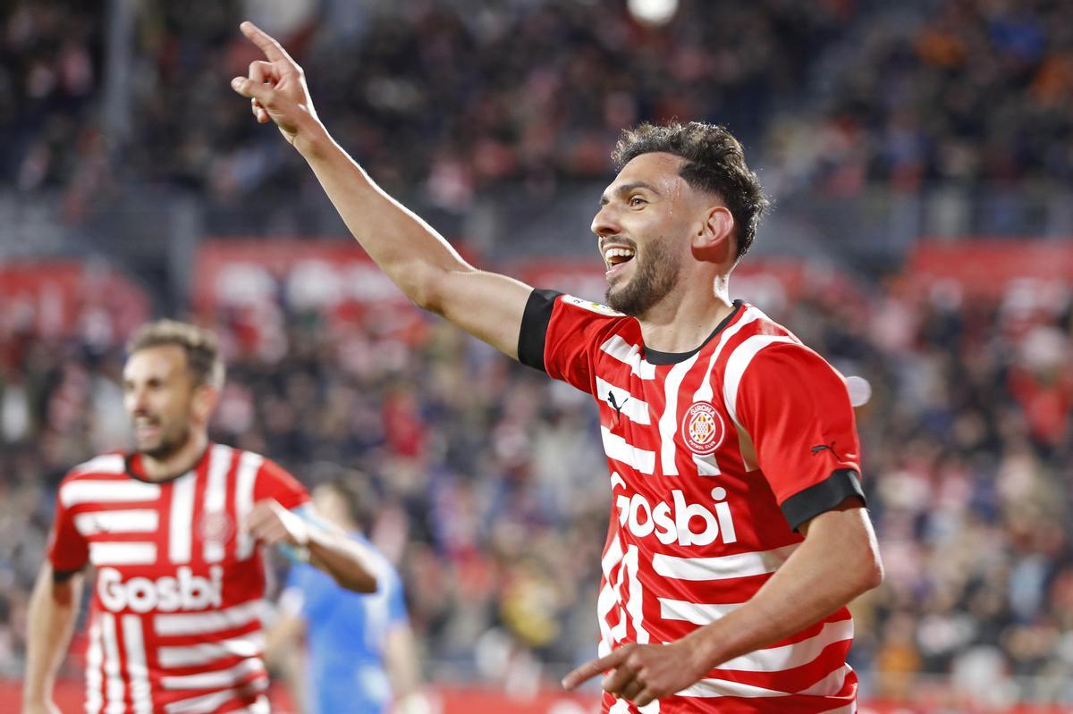 Iván Martín, celebrant un gol aquest curs a Primera Divisió amb el Girona.