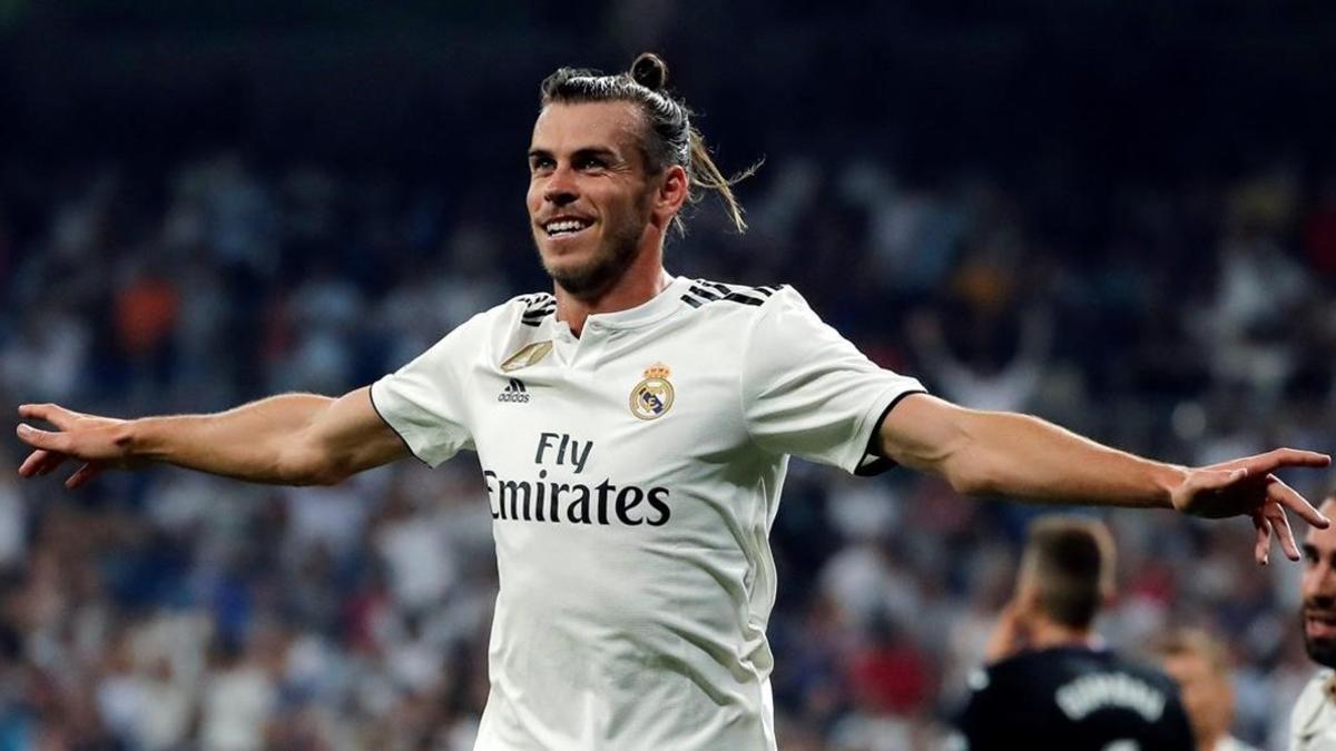 Gareth Bale celebra el primer gol del Real Madrid ante el Leganés.