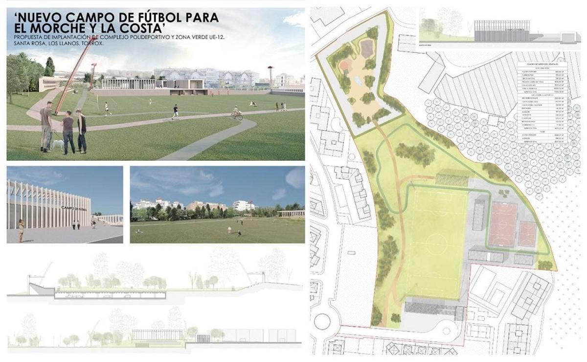 Imagen del proyecto del nuevo campo de fútbol de El Morche y la Costa.