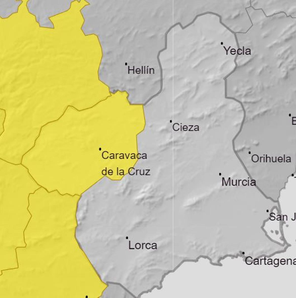 La AEMET activa la alerta amarilla por nieve en la Región de Murcia.