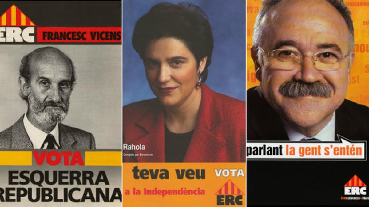 Tres de los carteles con los que ERC concurrió a las elecciones generales.