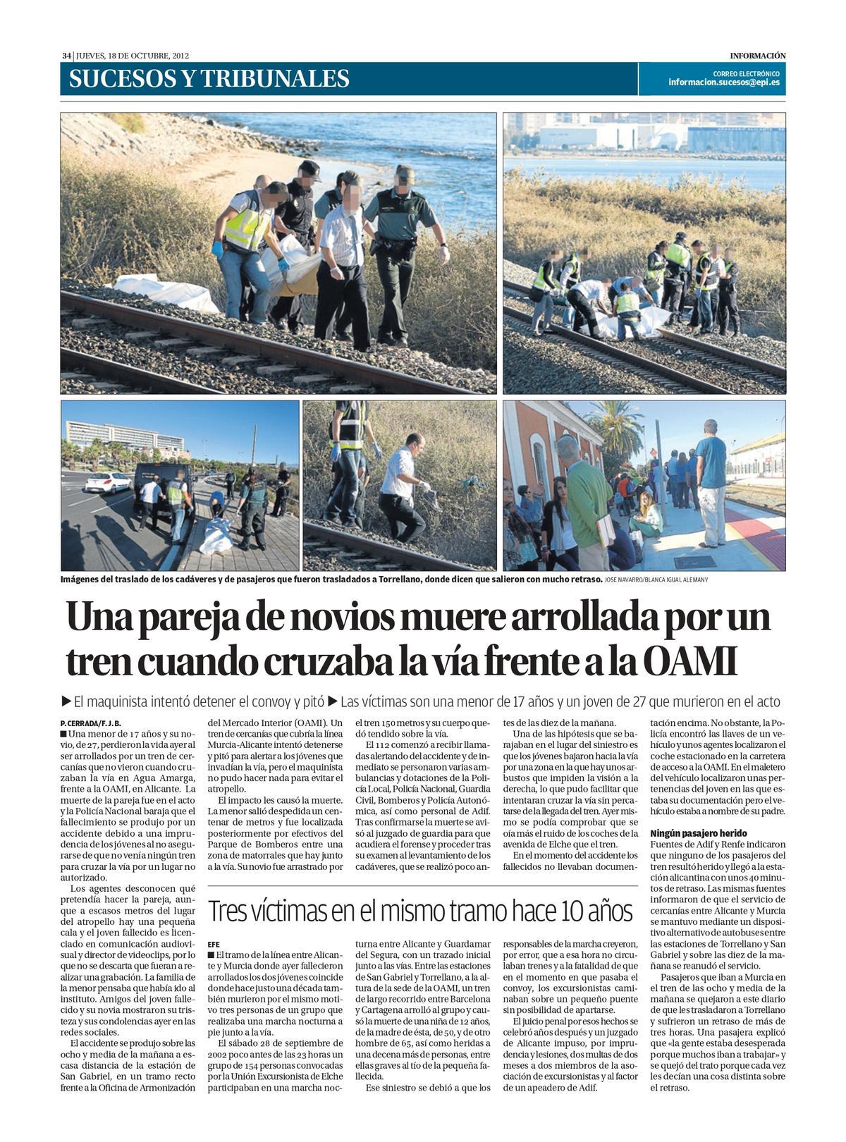 La publicación de la noticia en INFORMACIÓN