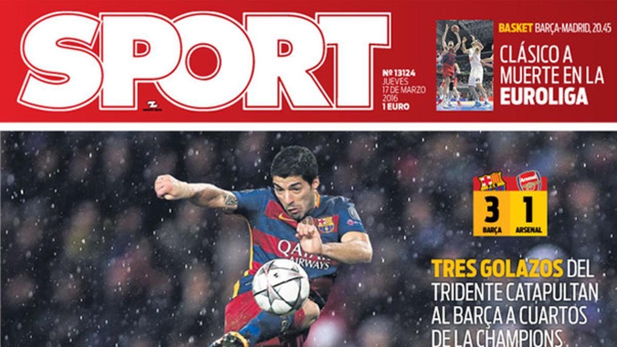 La portada de SPORT de este jueves