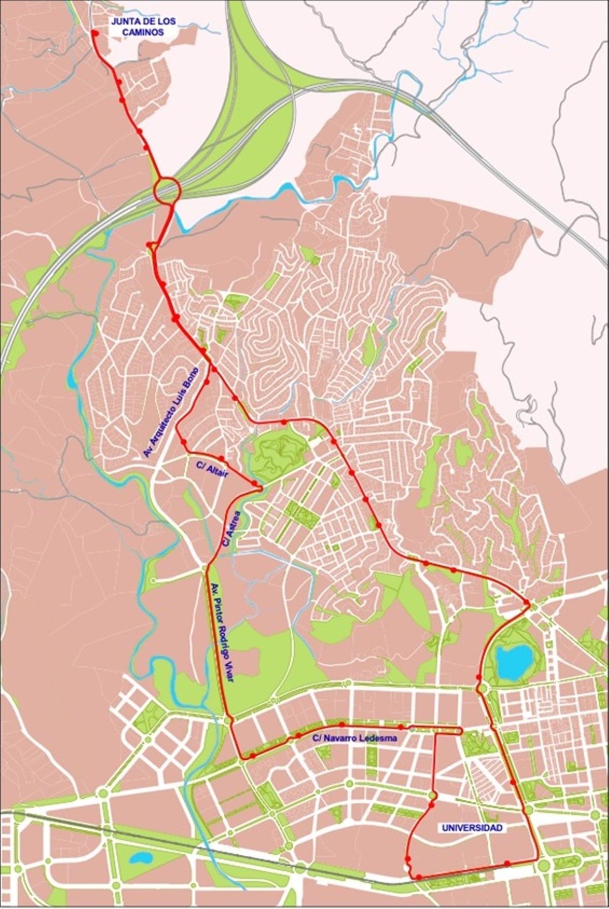 Recorrido de la línea C5 por Puerto de la Torre.