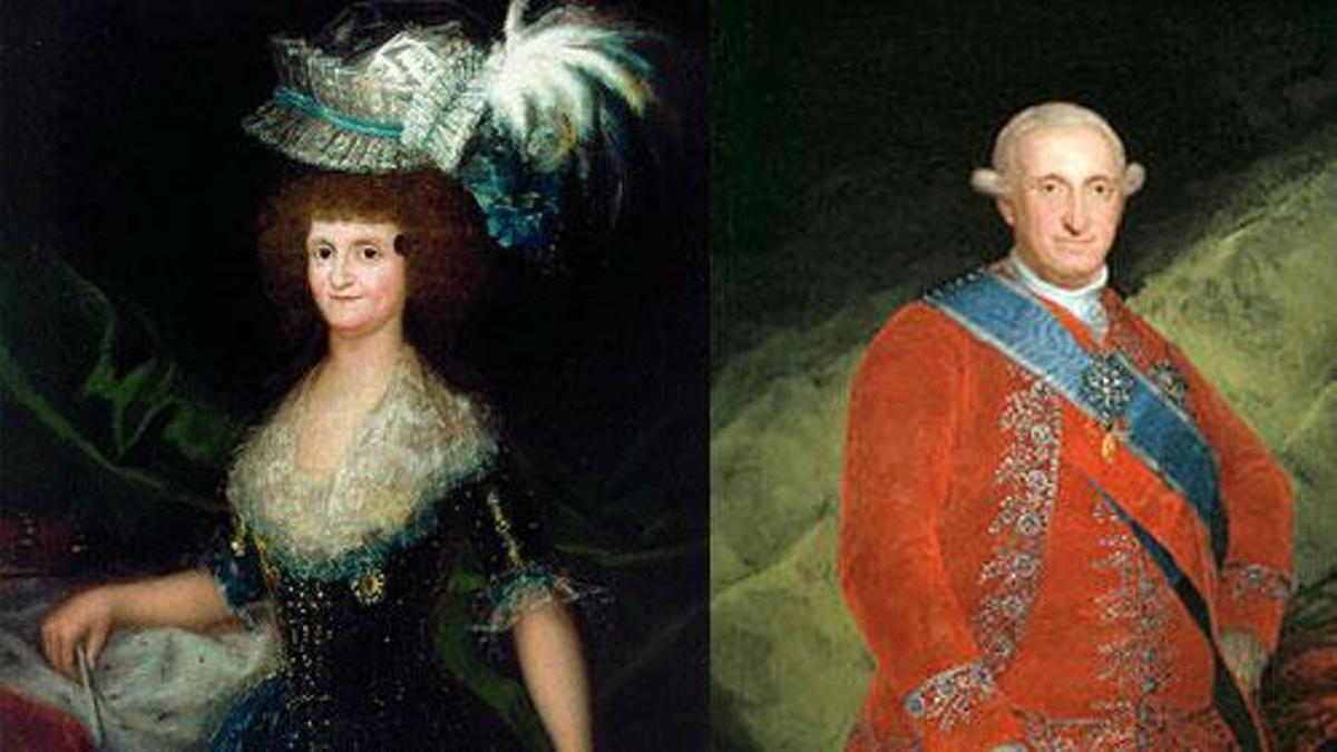 Los retratos del rey Carlos IV y su esposa la reina María Luisa de Parma.
