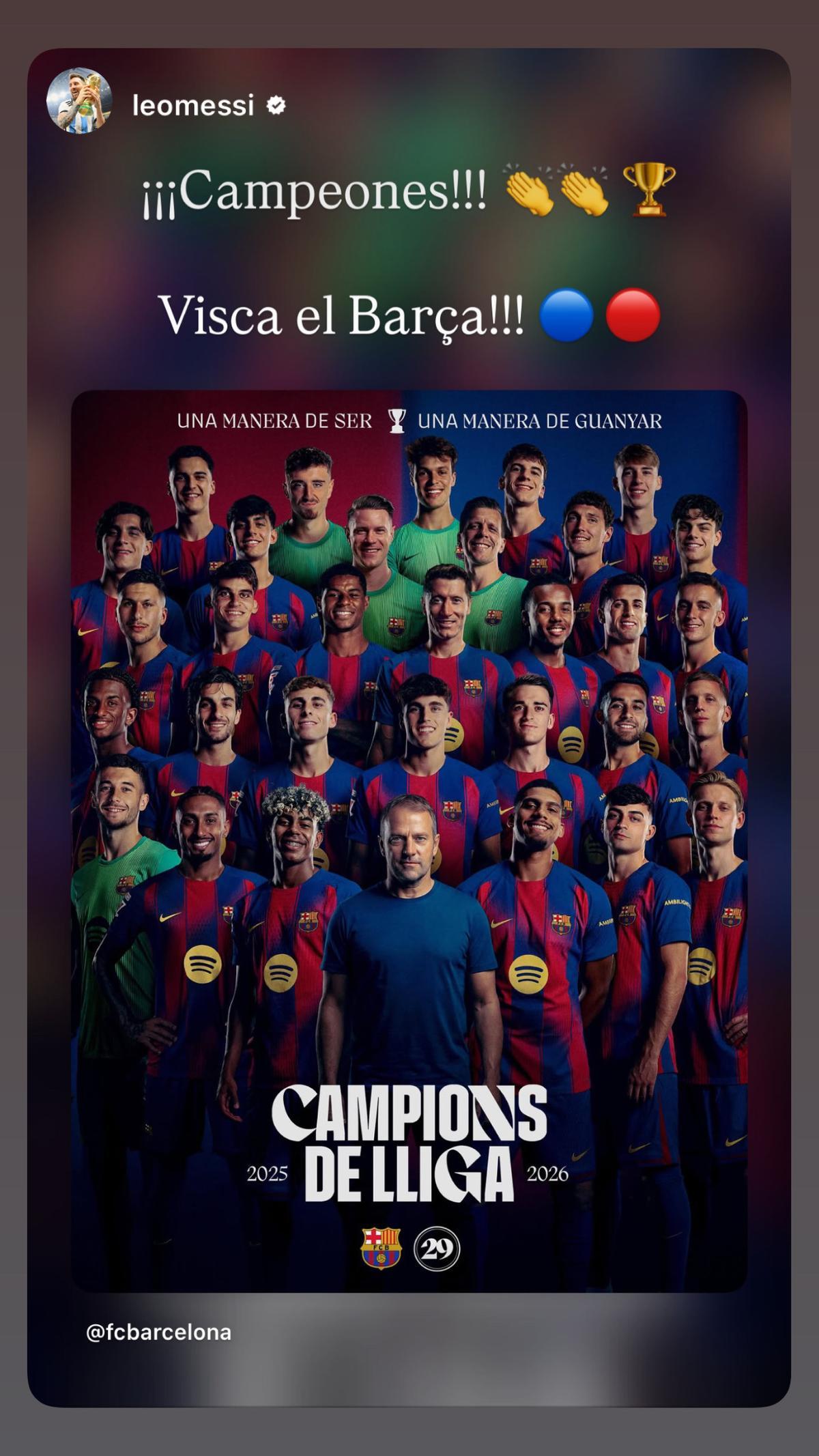 Messi no falla a su cita con el Barça: felicitación in mediata tras conquistar LaLiga