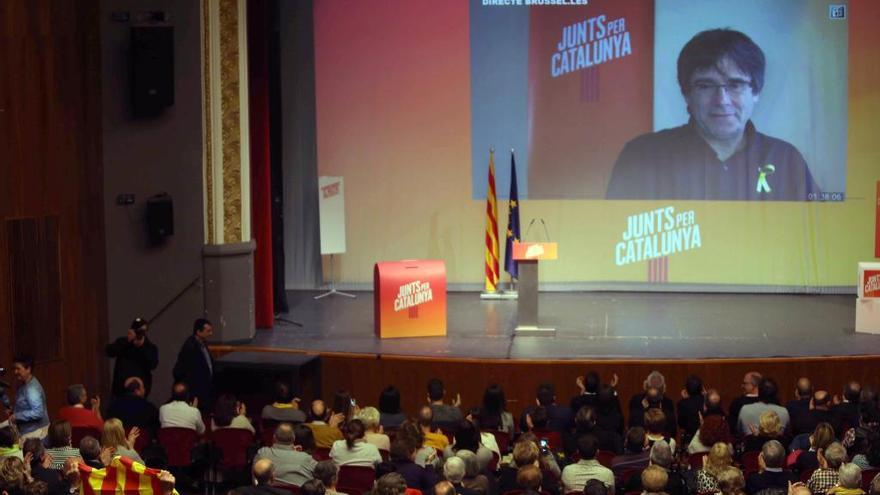 Acto de campaña de Junts per Catalunya este lunes.