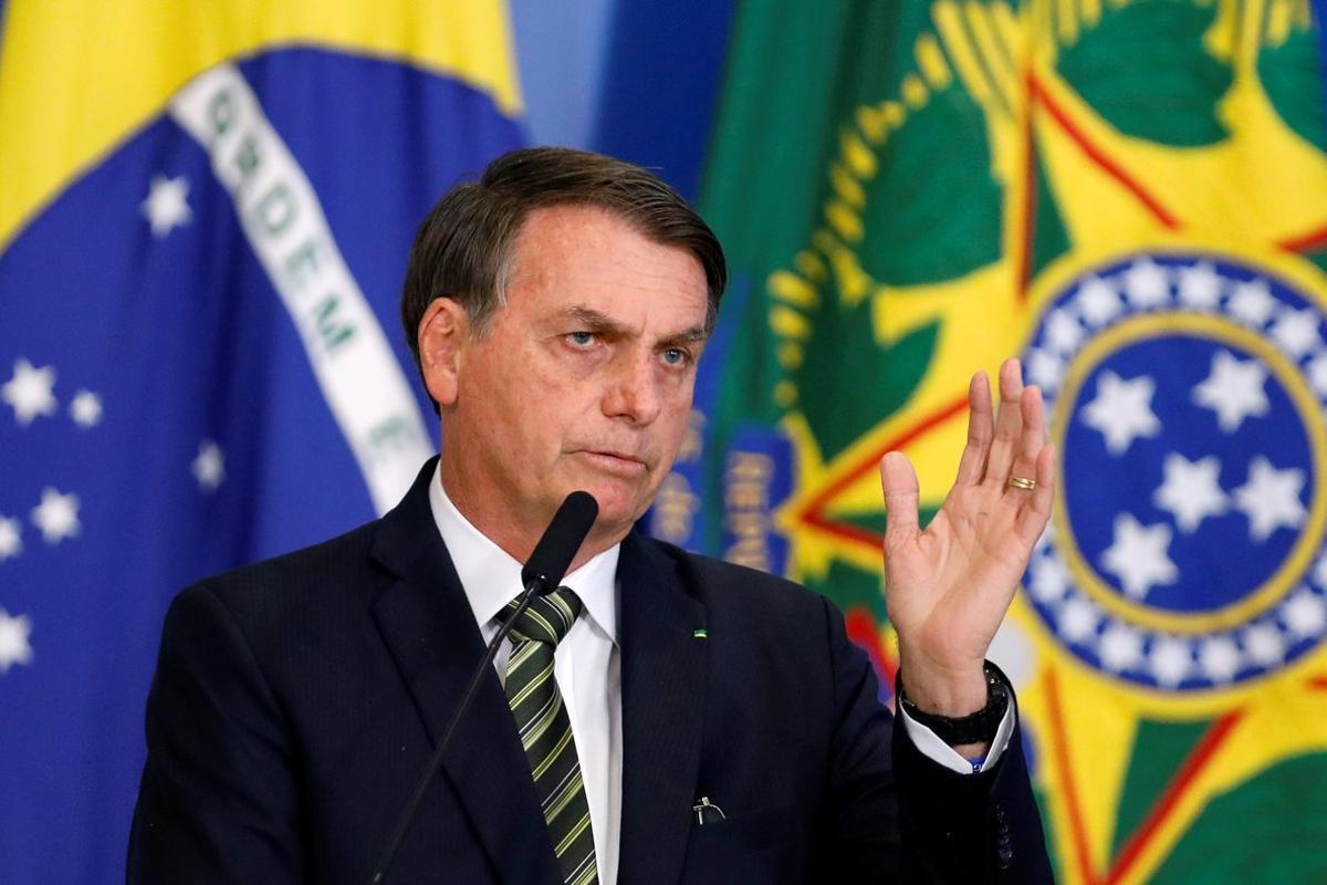 Brazil s President Jair Bolsonaro speaks during a review and modernization ceremony of occupational health and safety work at the Planalto Palace in Brasilia  Brazil July 30  2019  REUTERS Adriano Machado