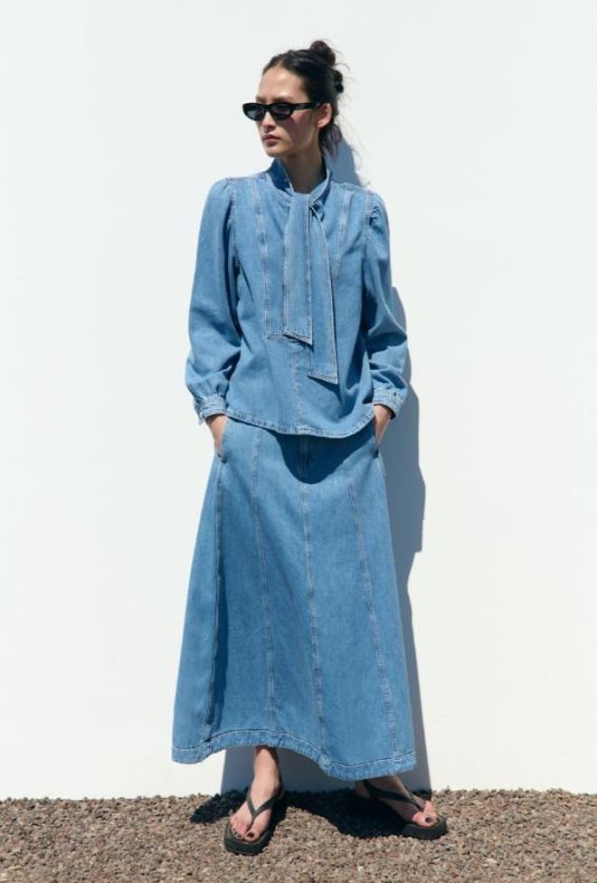 Conjunto falda y camisa denim