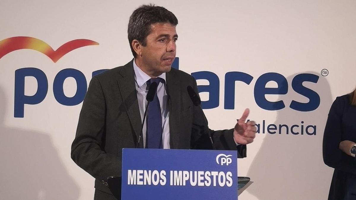 El presidente del PP en la Comunidad Valenciana, Carlos Mazón.