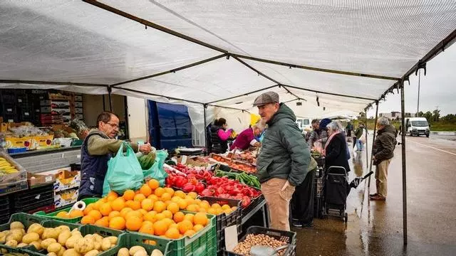 Vídeo | Los puestos del mercadillo ambulante de los martes, bajo mínimos por la borrasca
