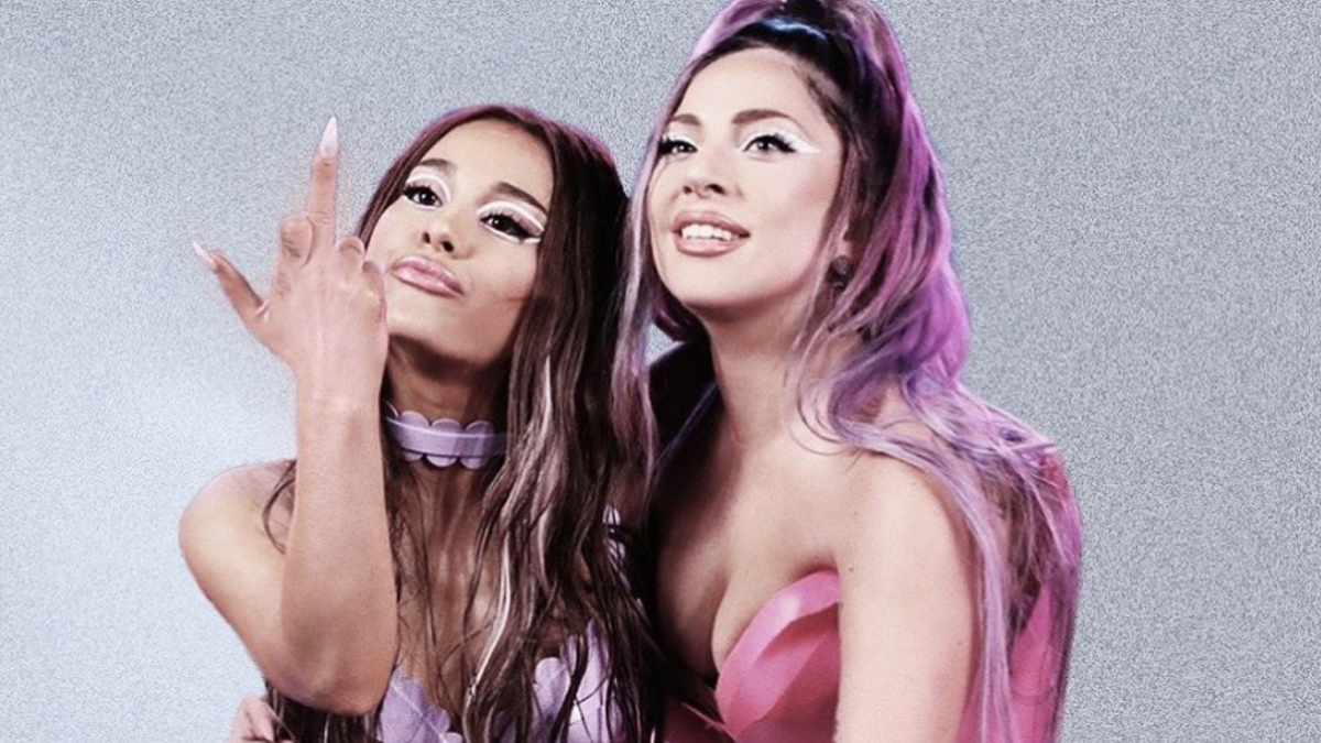 Ariana Grande y Lady Gaga en el videoclip de 'Rain on me'