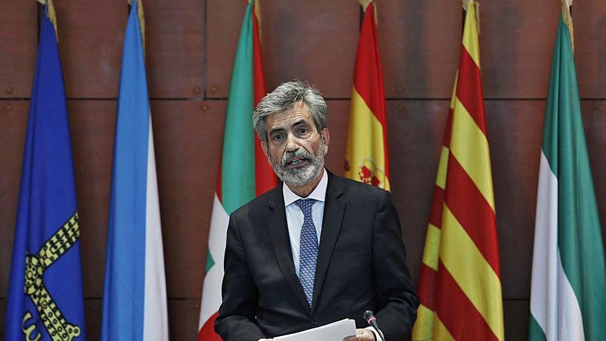 Carlos Lesmes, durant l&#039;acte d&#039;ahir a Barcelona