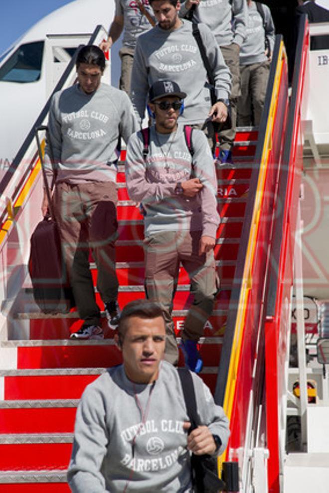 El Barça viajó en avión a Madrid