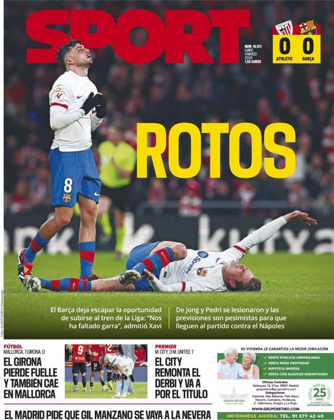 Las portadas de los periódicos deportivos de hoy, lunes 4 de marzo