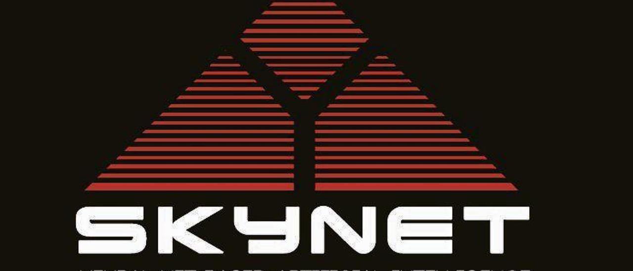 El logo de &quot;Skynet&quot;, la inteligencia artificial que se convierte en dios todopoderoso en la saga &quot;Terminator&quot;.