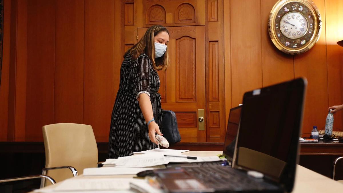 María Luisa Gómez, concejala de Casco Histórico y exgerente del Imdeco, antes de su declaración ante la comisión Torrejimeno.