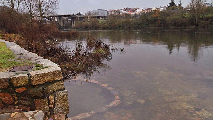El río Miño, ayer, a su paso por Ourense. |   // IÑAKI OSORIO