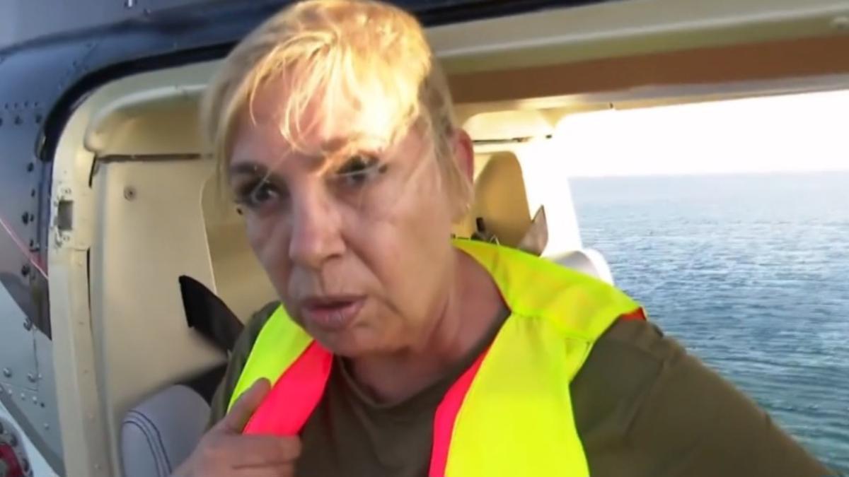Carmen Borrego en el helicóptero de 'Supervivientes'.