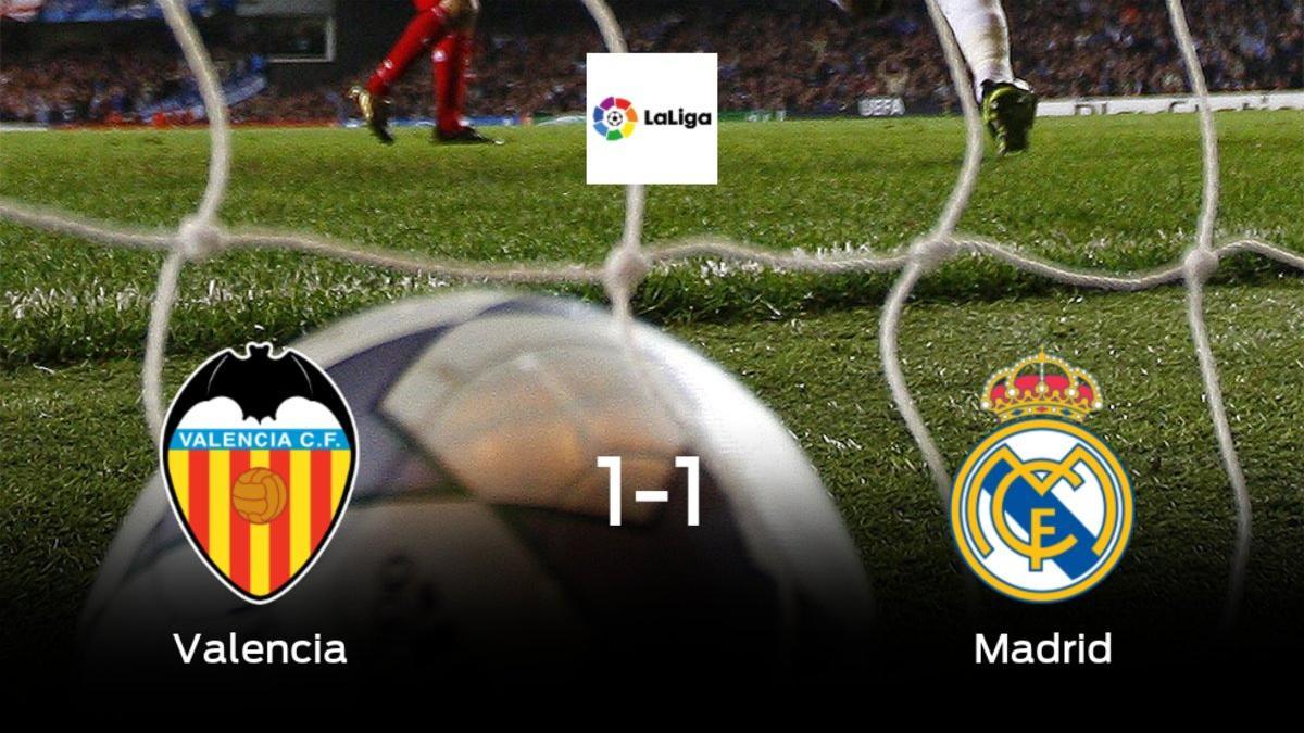 El Valencia y el Real Madrid empatan y suman un punto a su casillero (1-1)