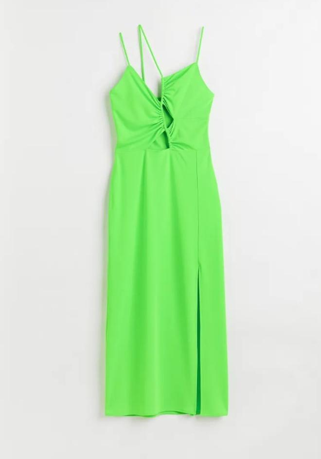 Vestido verde lima con 'cut-out' de H&amp;M