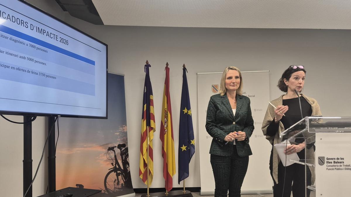 La consellera de Trabajo, Función Pública y Diálogo Social, Catalina Cabrer, y la directora del SOIB, María Luján Olivera, han presentado hoy los datos