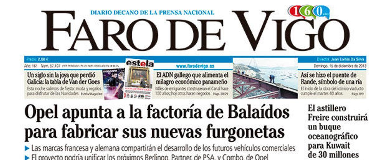 FARO avanzó los planes del triple lanzamiento | FARO avanzó el pasado 16 de diciembre de 2013 que el proyecto K9 formaba parte de la alianza industrial entre PSA Peugeot Citroën y General Motors (GM) y que el centro de Balaídos ya se había posicionado para hacerse con el triple lanzamiento que dará el relevo a los actuales Citroën Berlingo y Peugeot Partner (que ya se fabrican en Vigo) y el Opel/Vauxhall Combo (que actualmente se hace en Turquía en la plataforma del Fiat Doblò