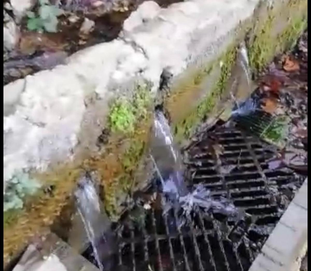 Imagen de la fuga de agua situada en el parque del Che Guevara, en Santa Coloma de Gramenet