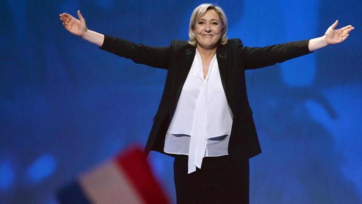 Marine Le Pen, en el mitin de Nantes