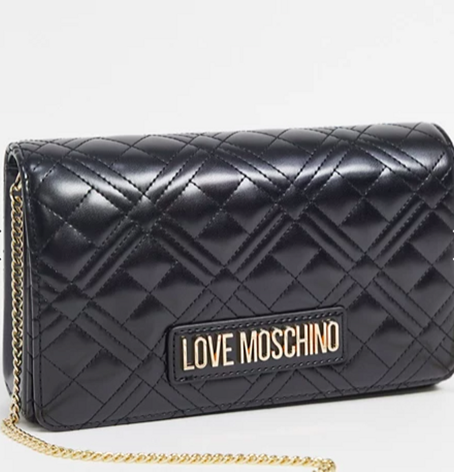 Bolso bandolera guateado en negro de Love Moschino