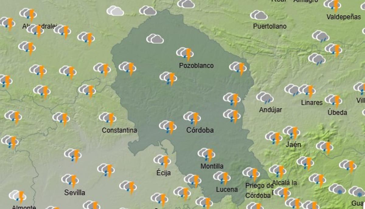 Lluvias y tormentas en la provincia, este domingo.